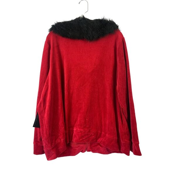 Onque Casuals Women’s Red Fuzzy Neck Sweater - Picture 2 of 7
